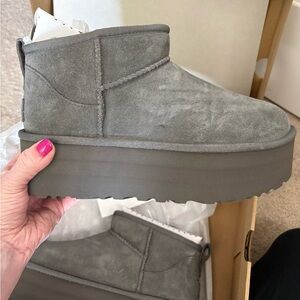 UGG Gray Suede Platform Boots